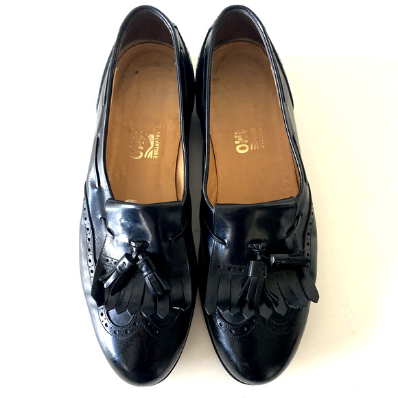 SALVATORE FERRAGAMO Lucas Leather Kiltie Tassel Loafer Dress Shoe Black 9 D main image 5